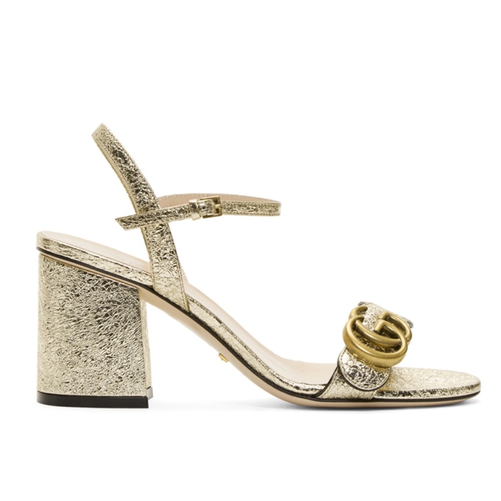 Gucci Marmont Gold Metallic Heels